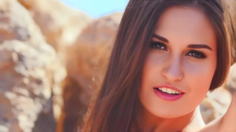 Brunette Beauty Poses Naked On The Beach